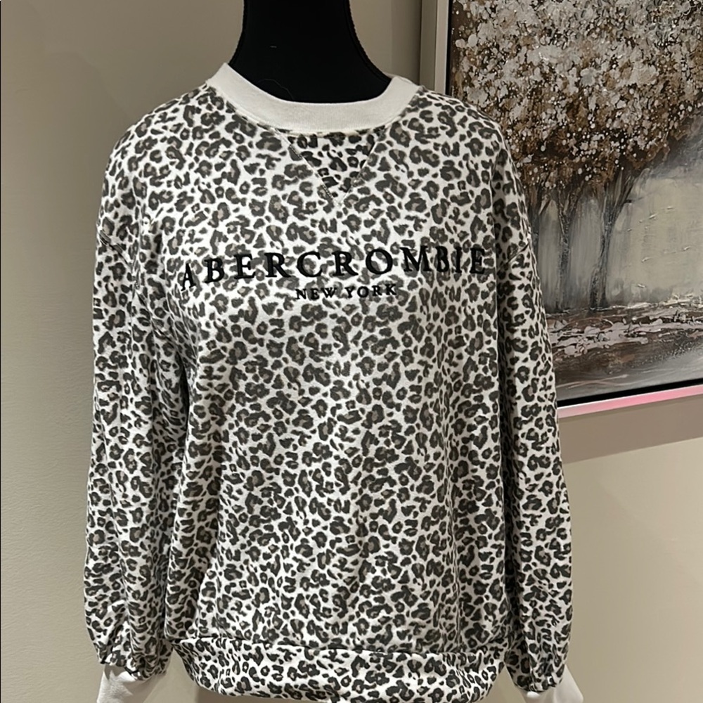 Abercrombie & Fitch Leopard Print Sweater - Grey